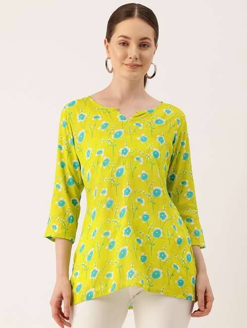 women three quarter sleeve straight kurti - 21581180 -  Standard Image - 0