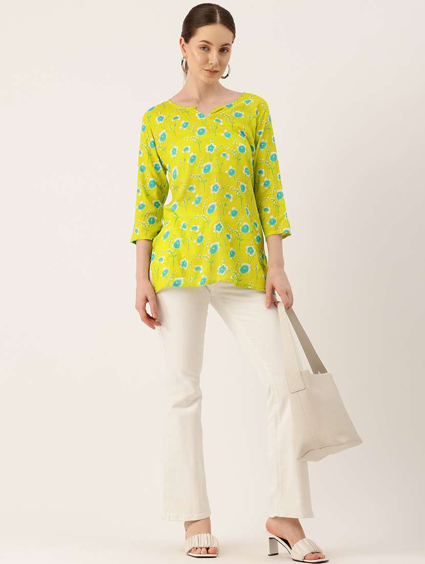 women three quarter sleeve straight kurti - 21581180 -  Standard Image - 3