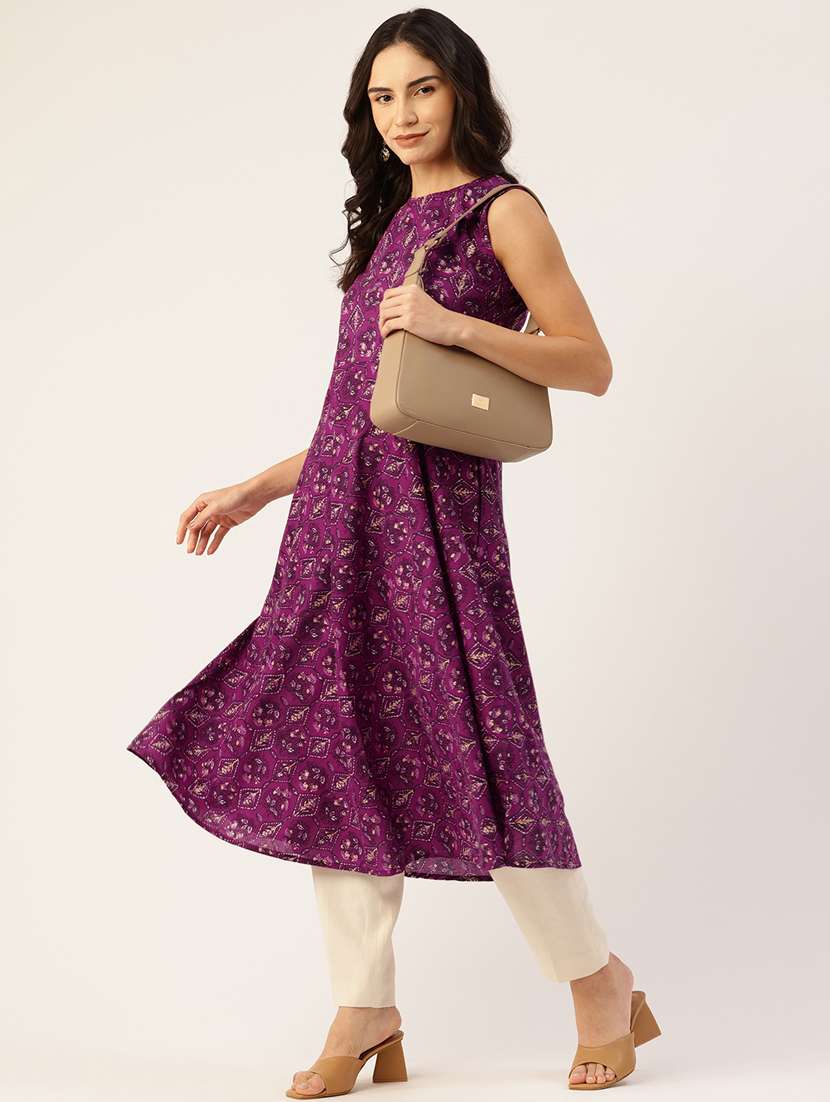 women printed sleeveless flared kurta - 21581184 -  Standard Image - 3