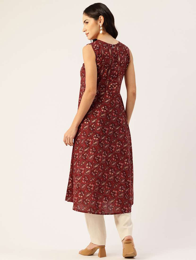 women printed sleeveless flared kurta - 21581185 - Standard Image - 3