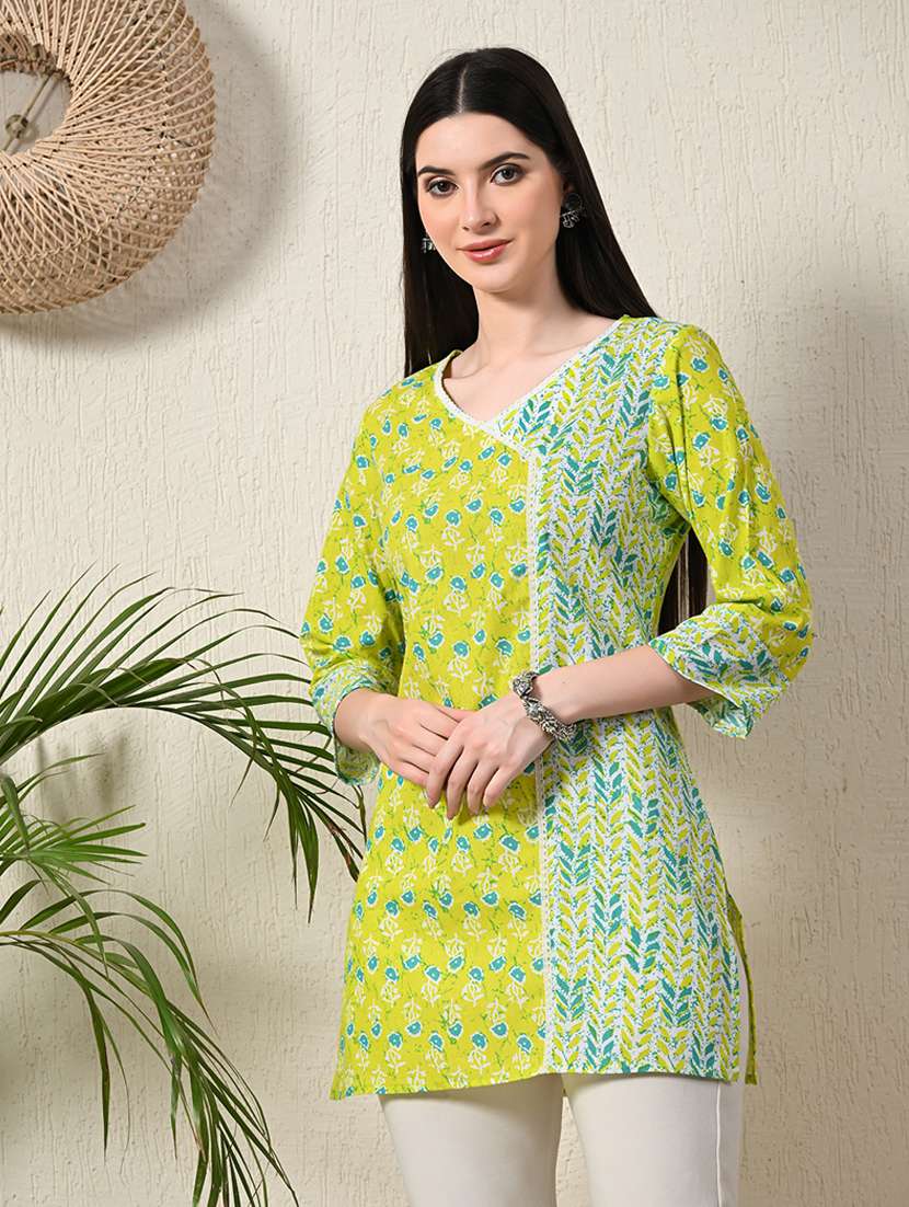 women three quarter sleeve angrakha kurti - 21581187 -  Zoom Image - 0