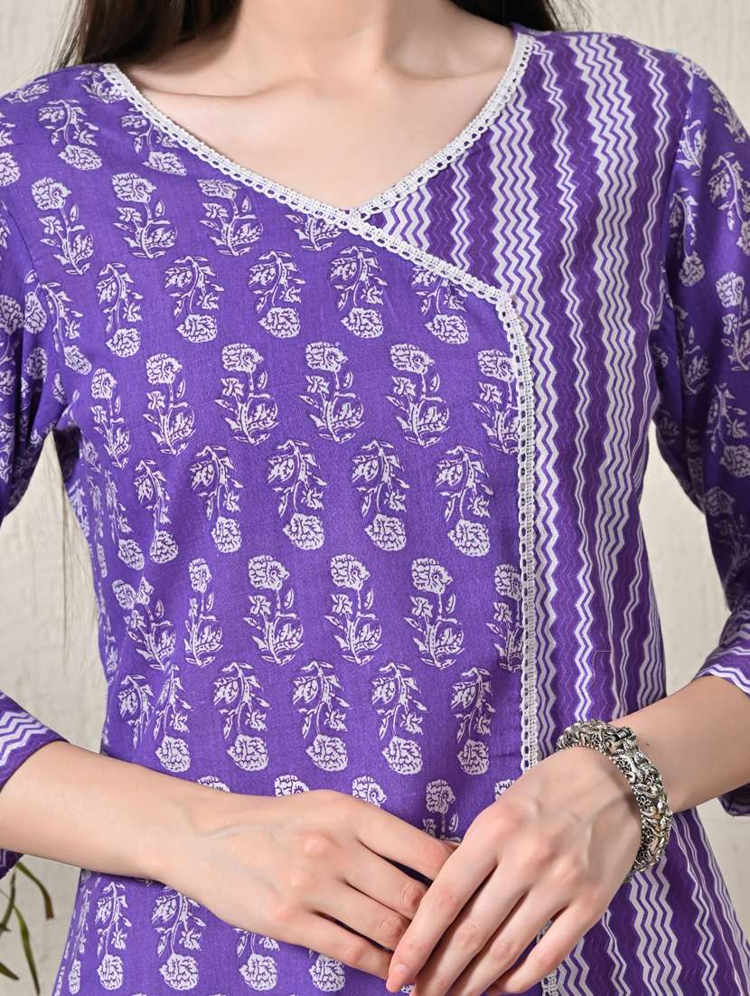 women printed angrakha short kurti - 21581188 - Standard Image - 5