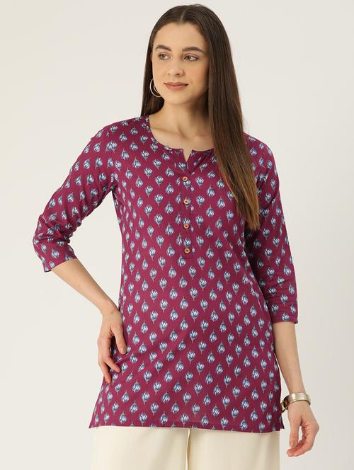 women three quarter sleeve straight kurti - 21581208 -  Standard Image - 0