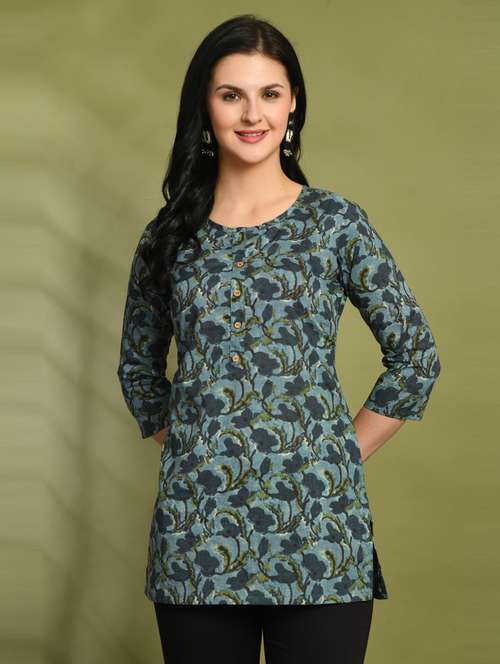 women three quarter sleeve straight kurti - 21581211 -  Standard Image - 0