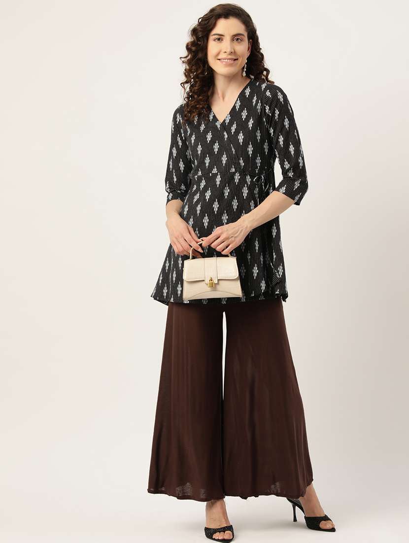 women three quarter sleeve angrakha kurti - 21581219 - Standard Image - 3