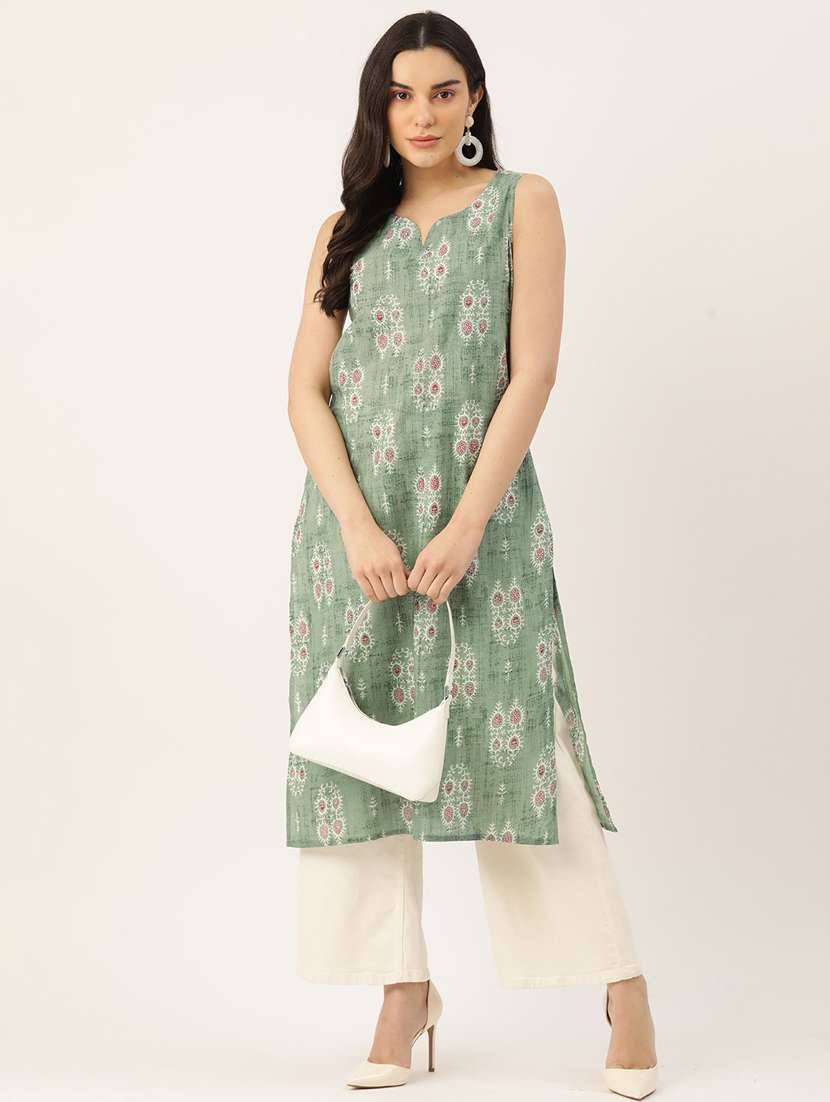 women printed sleeveless straight kurta - 21581243 - Standard Image - 3