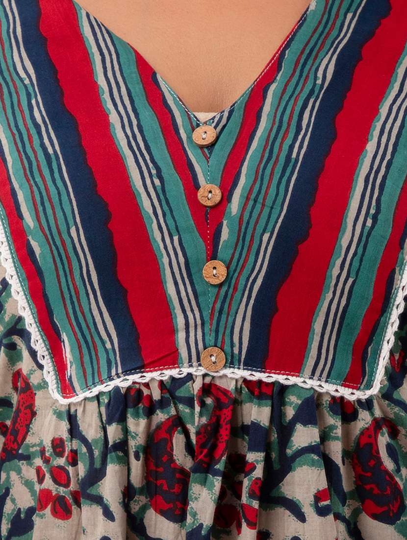 women three quarter sleeve a-line kurti - 21581274 -  Standard Image - 5