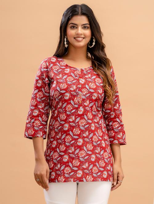 women three quarter sleeve straight kurti - 21581285 -  Standard Image - 0