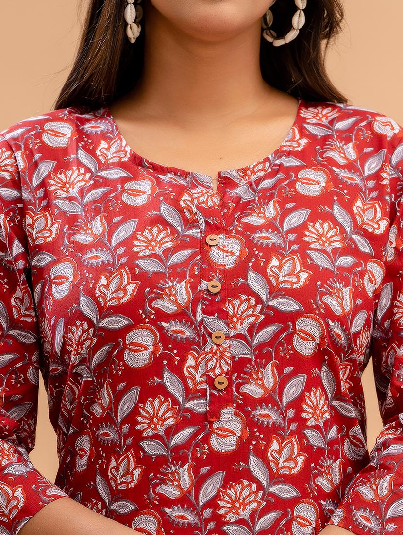 women three quarter sleeve straight kurti - 21581285 - Standard Image - 5