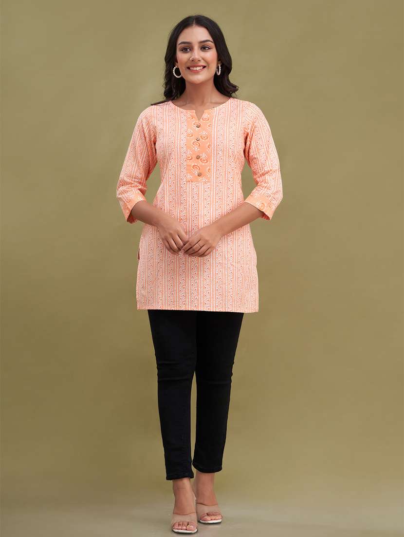 women three quarter sleeve straight kurti - 21581290 -  Standard Image - 3