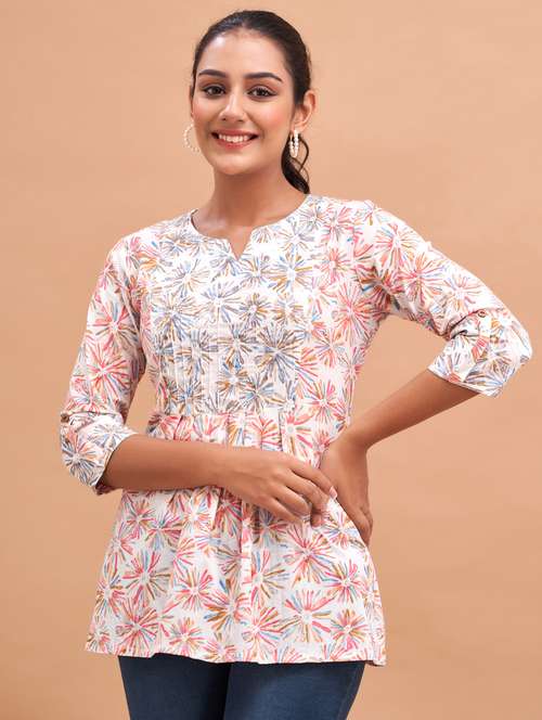 women three quarter sleeve a-line kurti - 21581292 -  Standard Image - 0