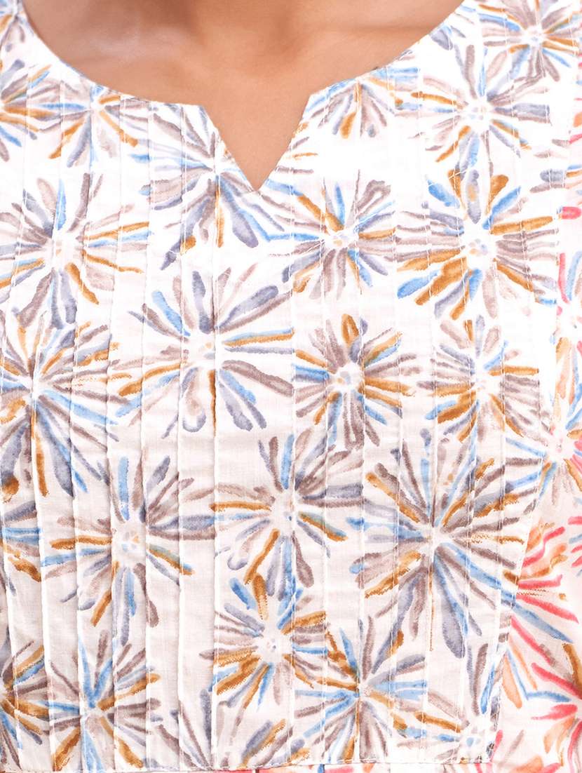 women three quarter sleeve a-line kurti - 21581292 -  Standard Image - 5