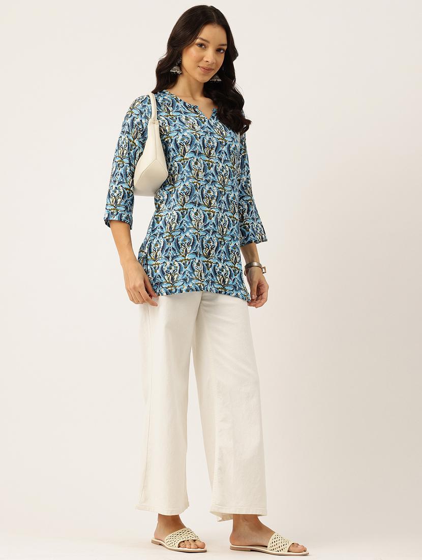 women printed three quarter sleeve short kurti - 21581304 - Standard Image - 3