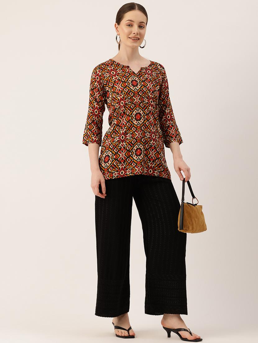 women printed three quarter sleeve short kurti - 21581306 - Standard Image - 3