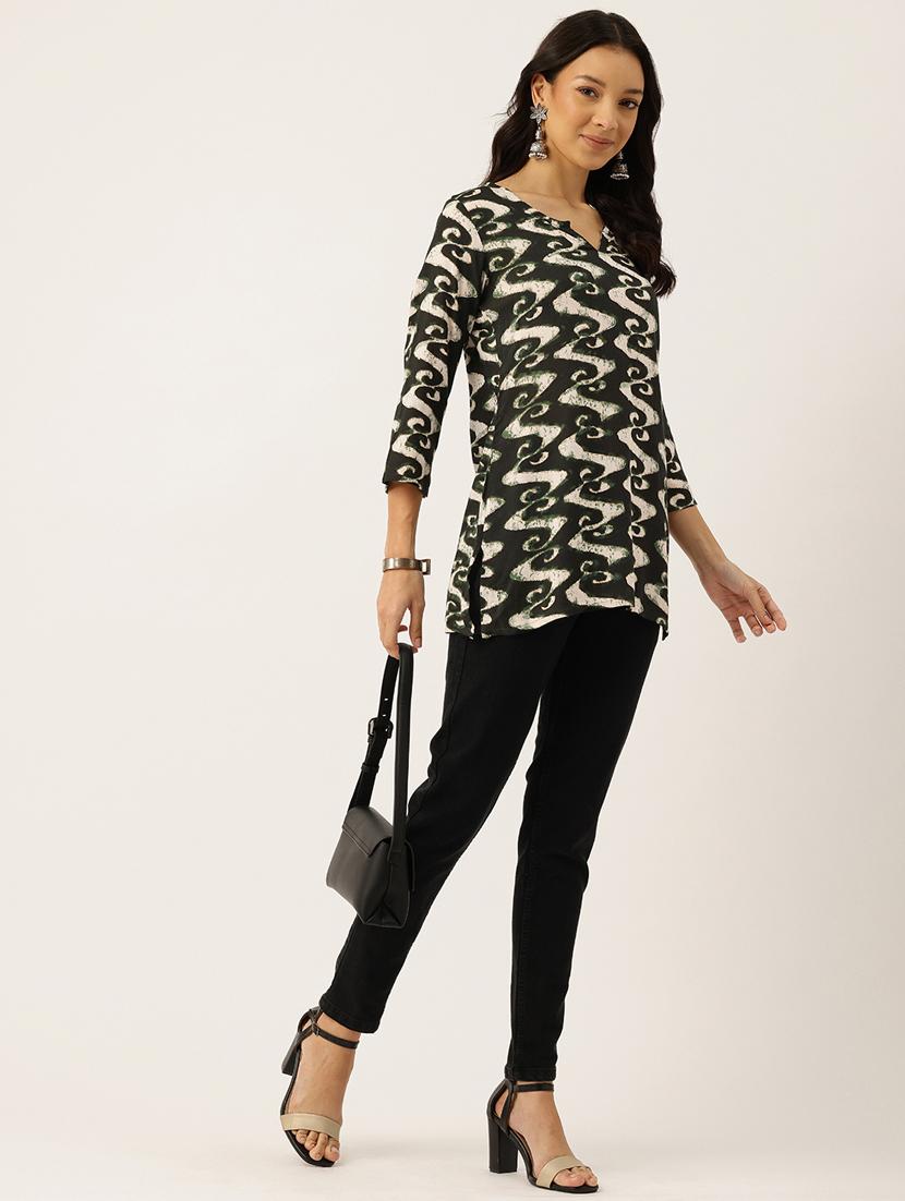 women printed three quarter sleeve short kurti - 21581307 - Standard Image - 3
