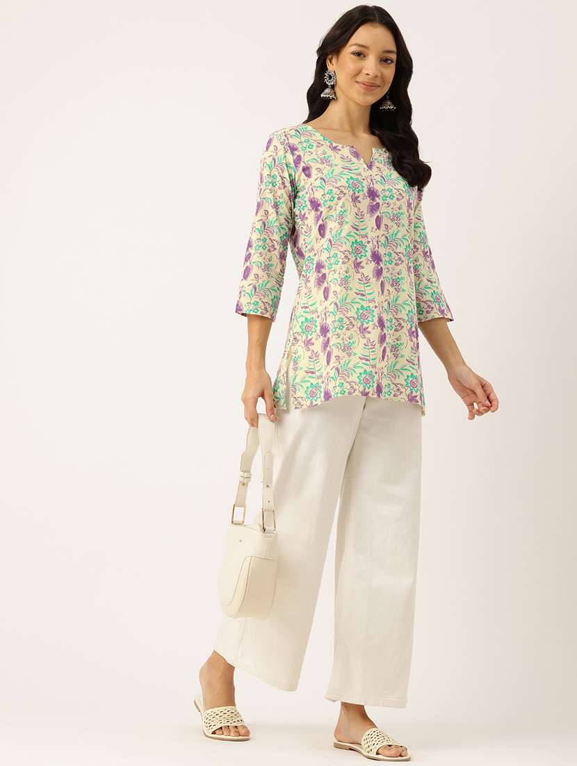 women three quarter sleeve straight kurti - 21581309 -  Standard Image - 3