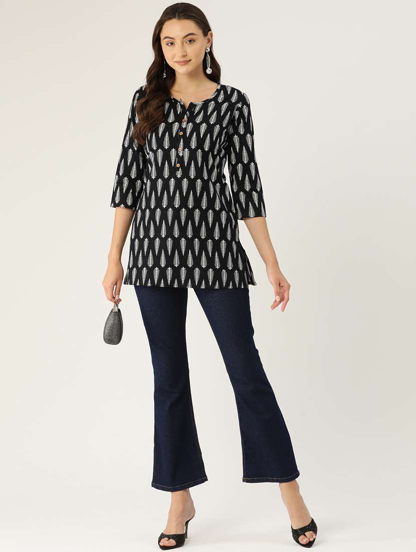 women three quarter sleeve straight kurti - 21581317 -  Standard Image - 3