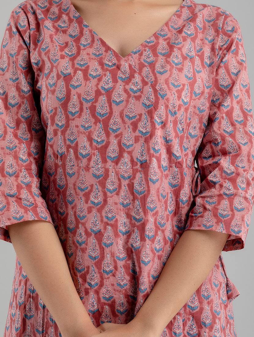 women three quarter sleeve angrakha kurti - 21581323 - Standard Image - 5
