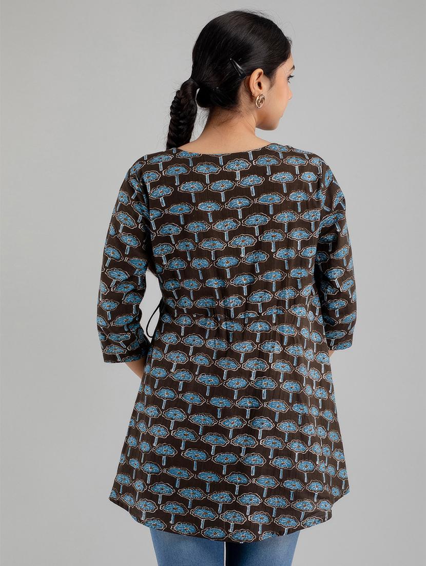 women three quarter sleeve angrakha kurti - 21581324 - Standard Image - 3