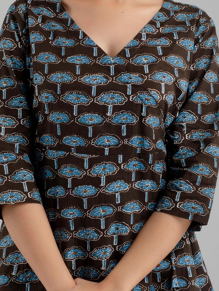 women three quarter sleeve angrakha kurti - 21581324 - Standard Image - 5