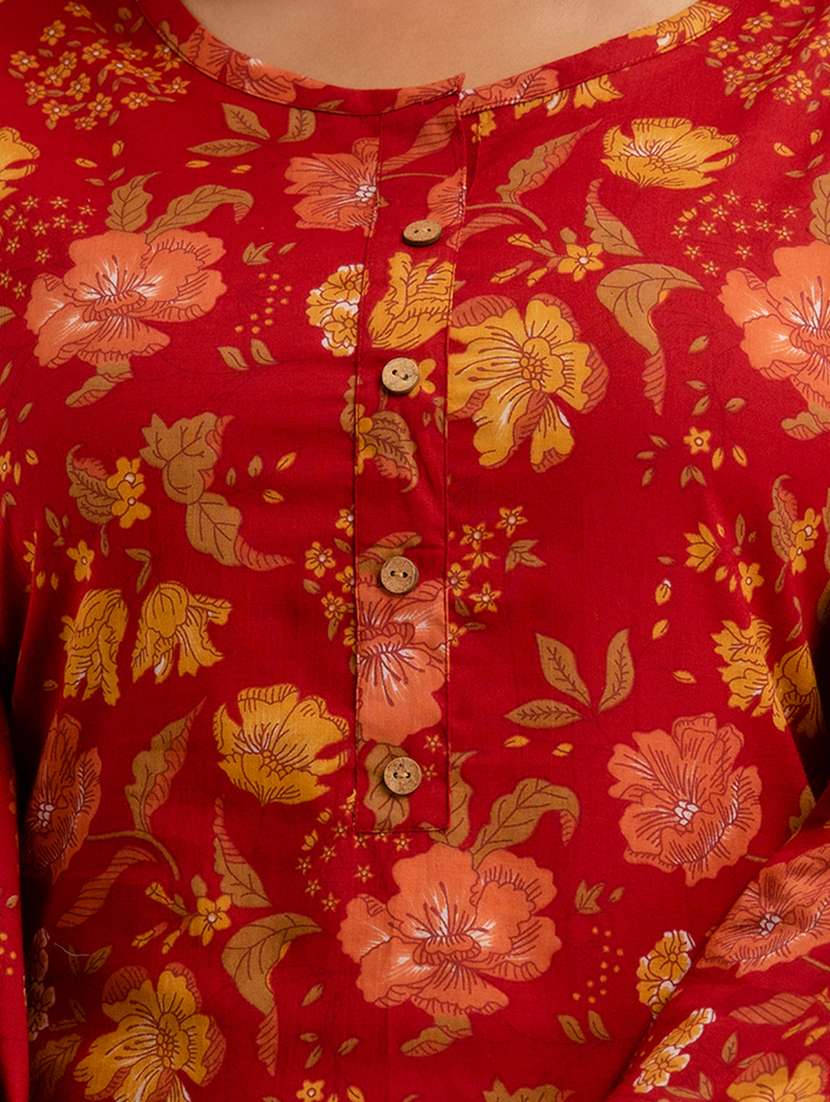 women printed three quarter sleeve short kurti - 21581350 -  Standard Image - 5