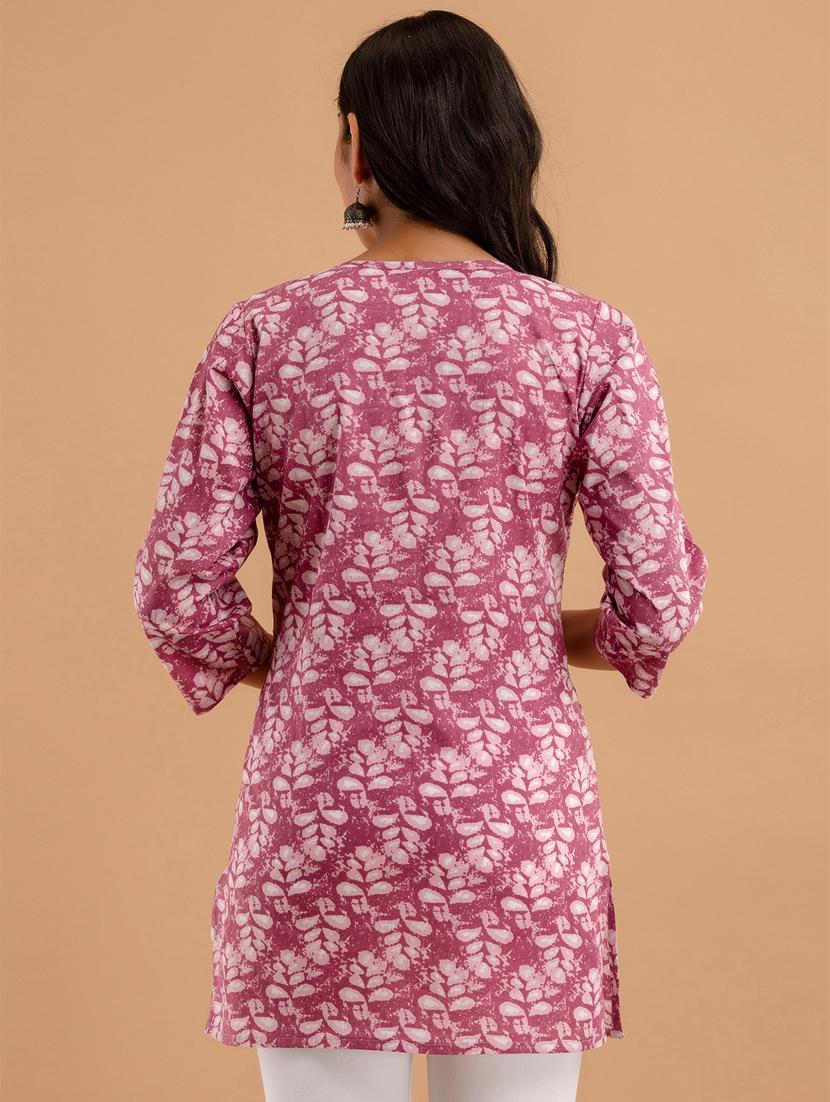 women printed three quarter sleeve short kurti - 21581358 - Standard Image - 3