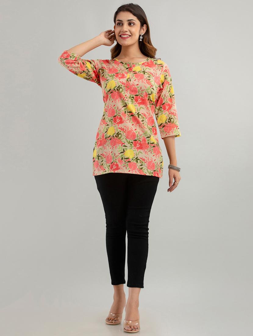 women three quarter sleeve straight kurti - 21581359 - Standard Image - 3