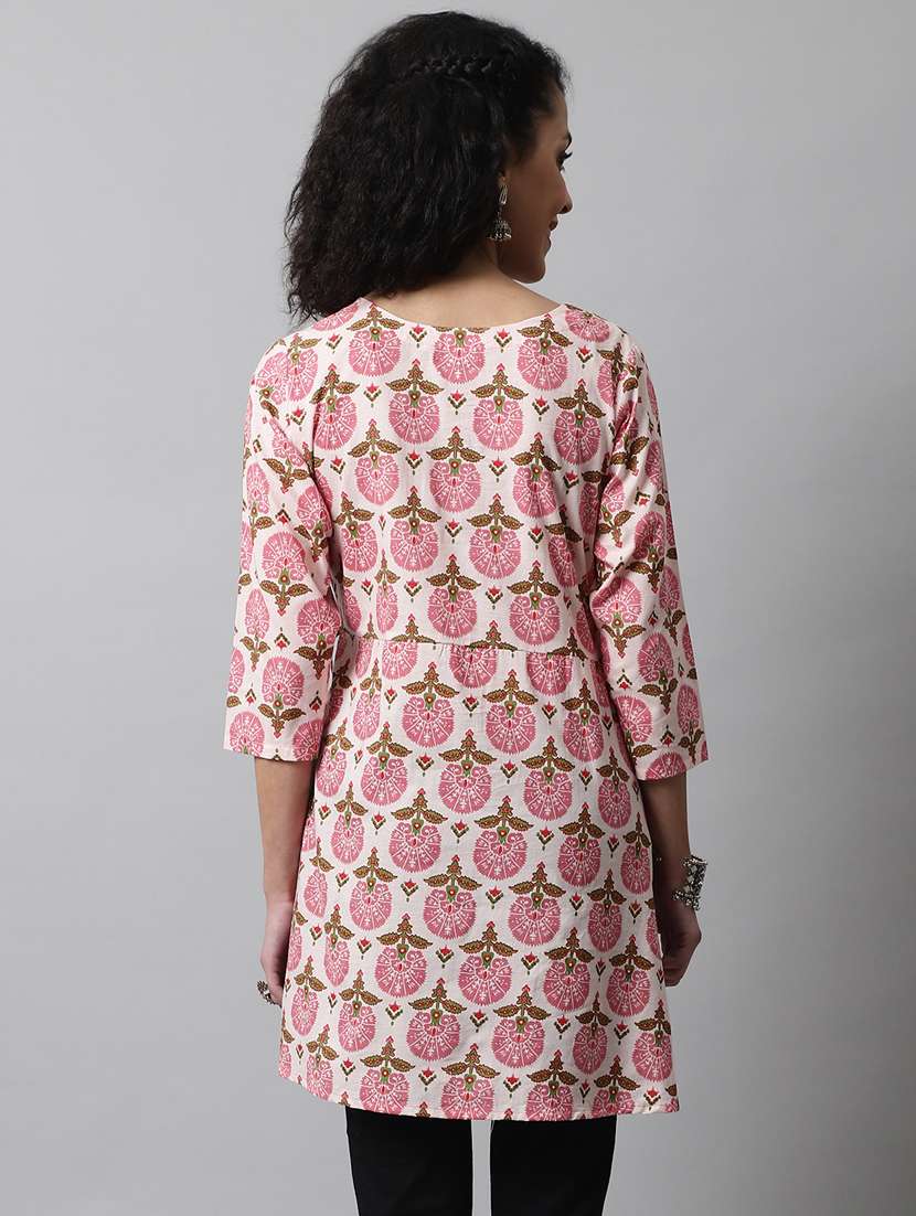 women three quarter sleeve angrakha kurti - 21581369 - Standard Image - 3