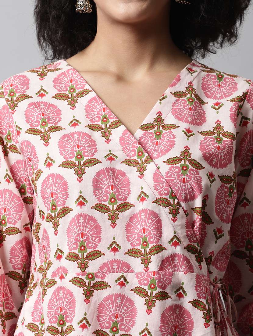 women three quarter sleeve angrakha kurti - 21581369 - Standard Image - 5