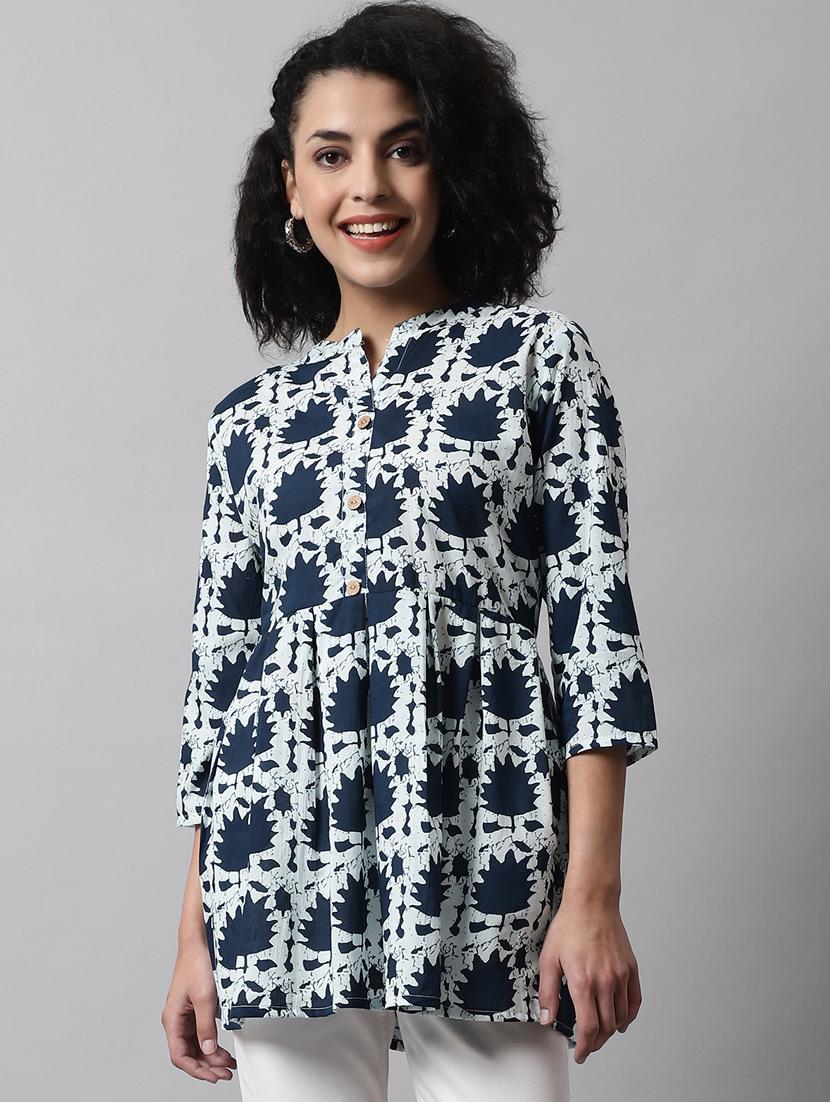 women printed three quarter sleeve short kurti - 21581370 -  Zoom Image - 0
