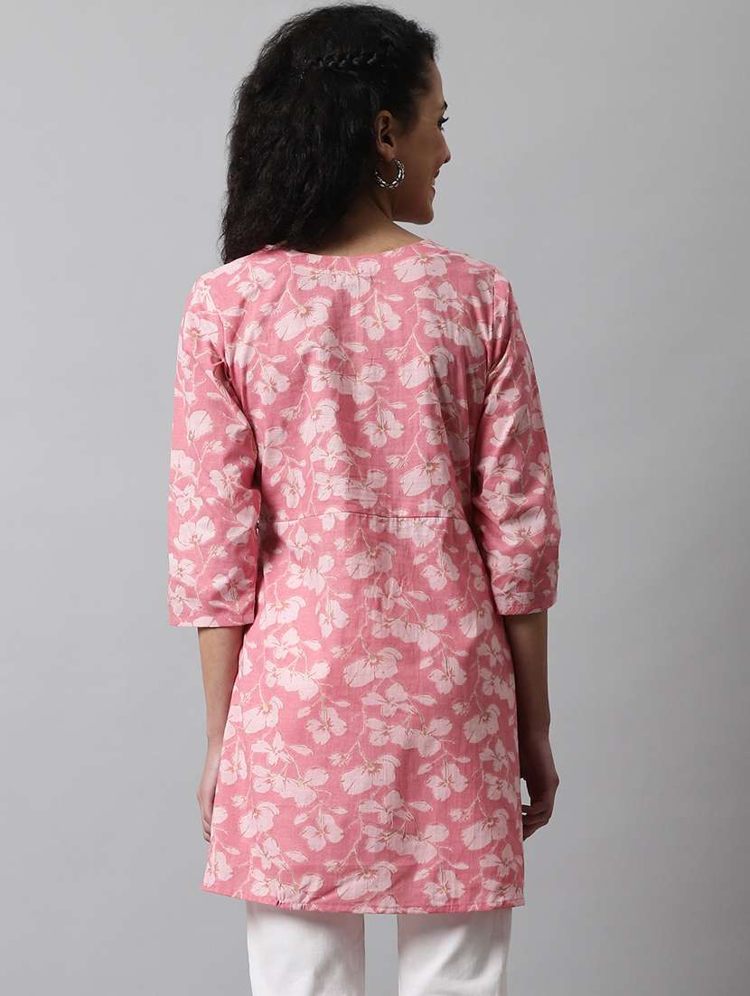 women three quarter sleeve angrakha kurti - 21581371 - Standard Image - 3