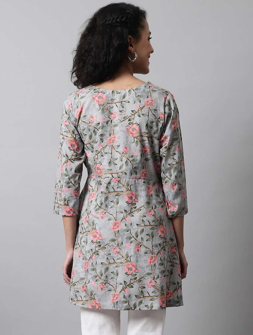 women printed three quarter sleeve angrakha kurti - 21581372 - Standard Image - 3