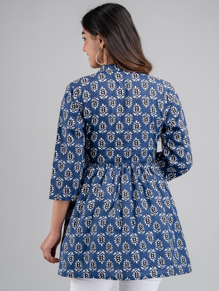 women printed three quarter sleeve short kurti - 21581375 - Standard Image - 3