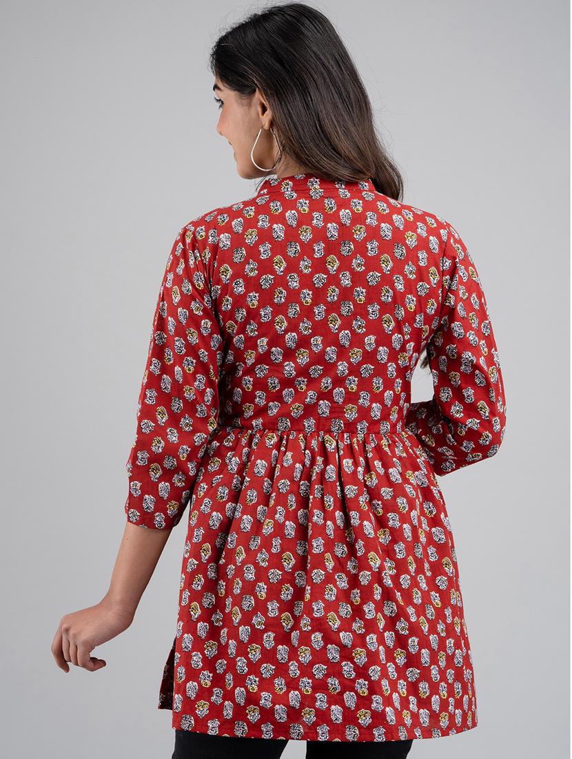 women printed three quarter sleeve short kurti - 21581378 - Standard Image - 3