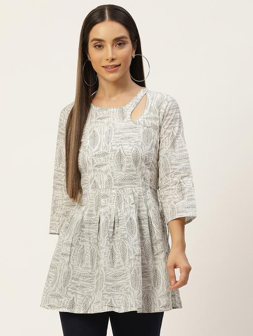 women printed three quarter sleeve short kurti - 21581392 -  Standard Image - 0