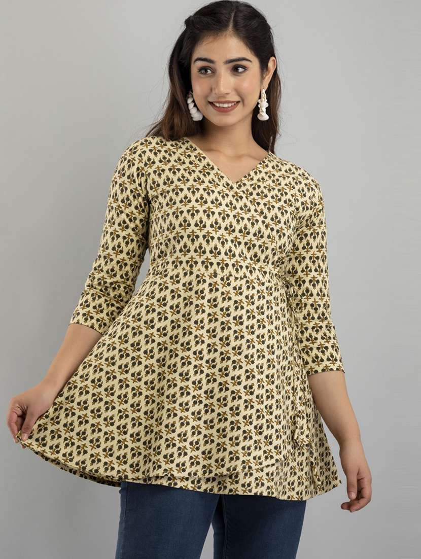women printed three quarter sleeve short kurti - 21581408 - Zoom Image - 0