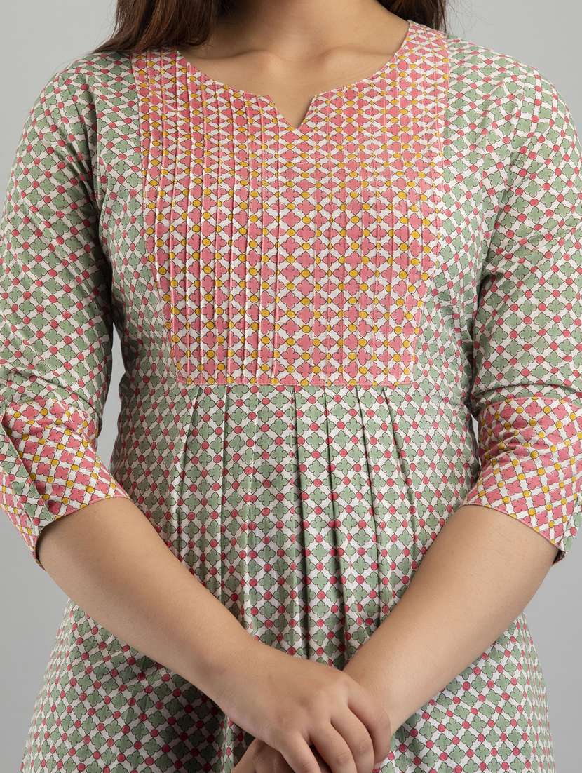 women printed three quarter sleeve short kurti - 21581410 -  Standard Image - 5