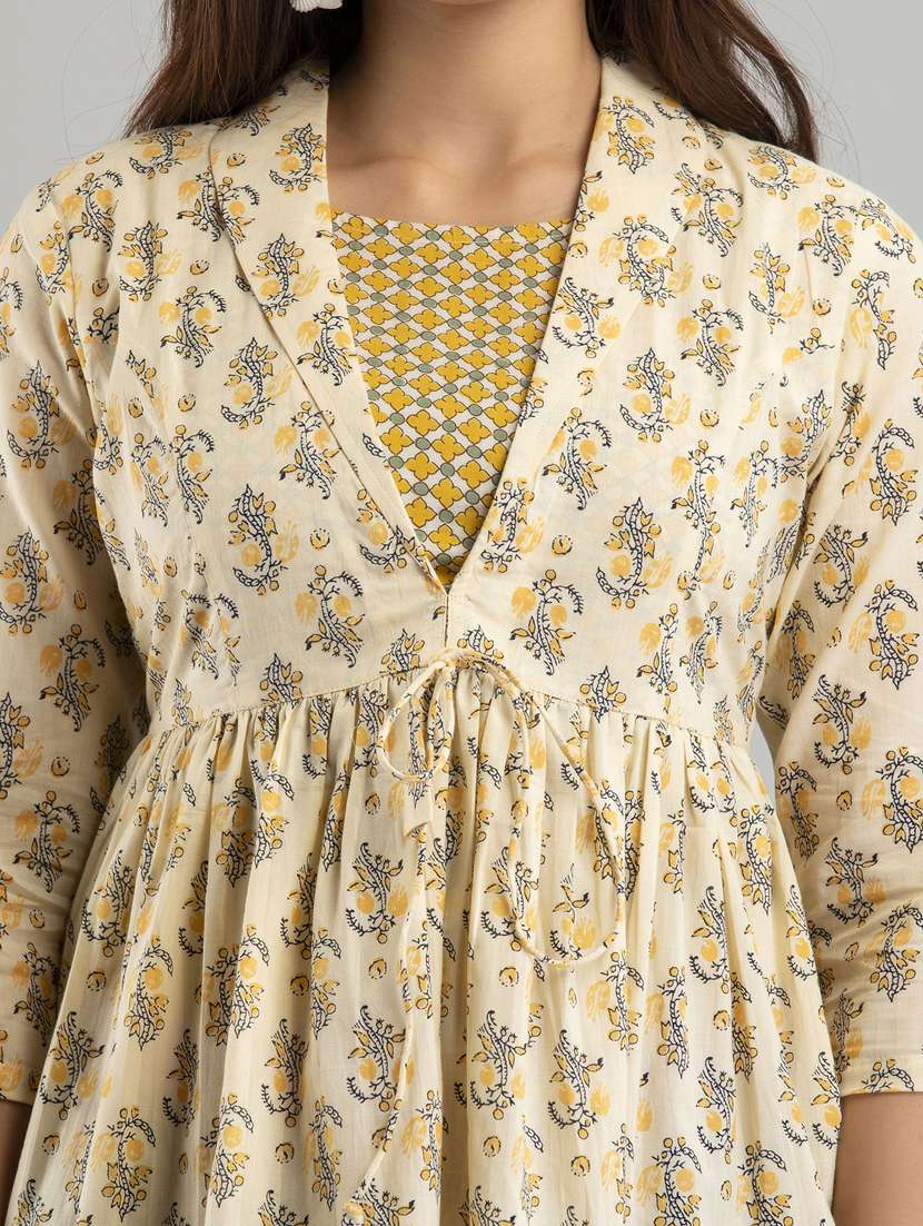 women printed three quarter sleeve short kurti - 21581412 -  Standard Image - 5