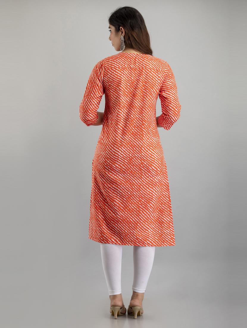 women printed three quarter sleeves straight kurta - 21581415 - Standard Image - 3