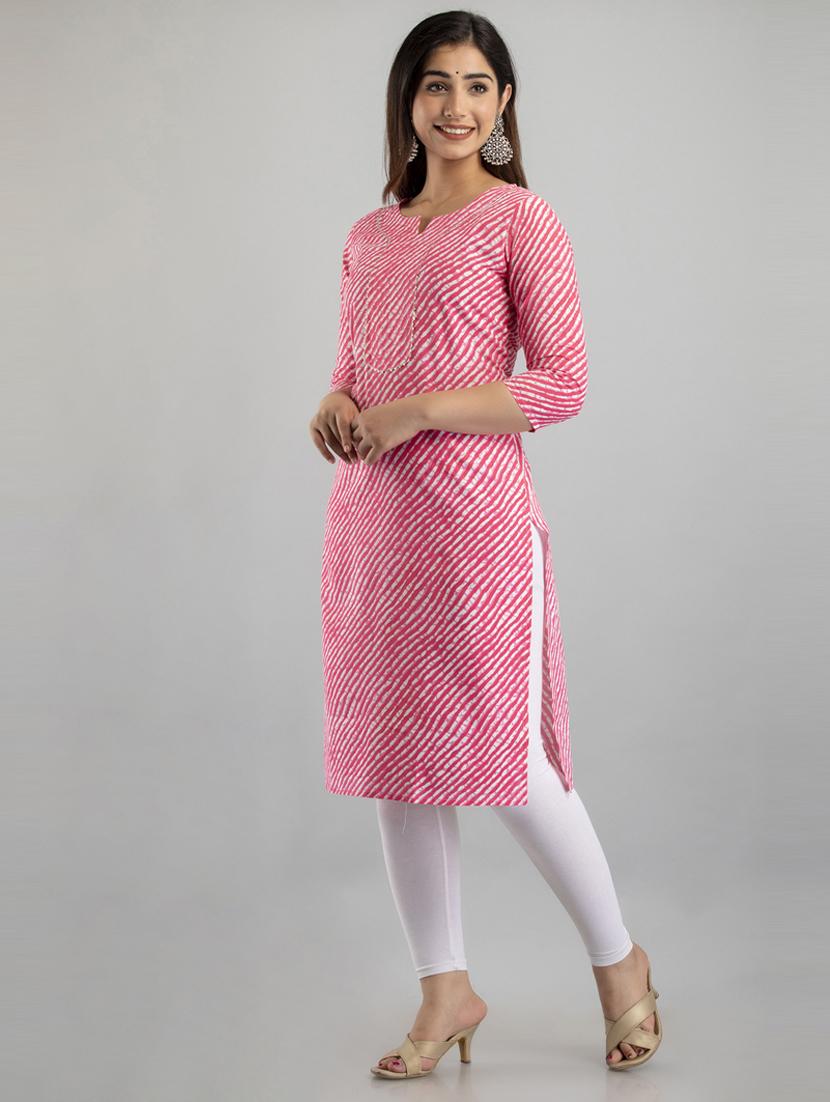 women printed three quarter sleeves straight kurta - 21581416 - Standard Image - 3