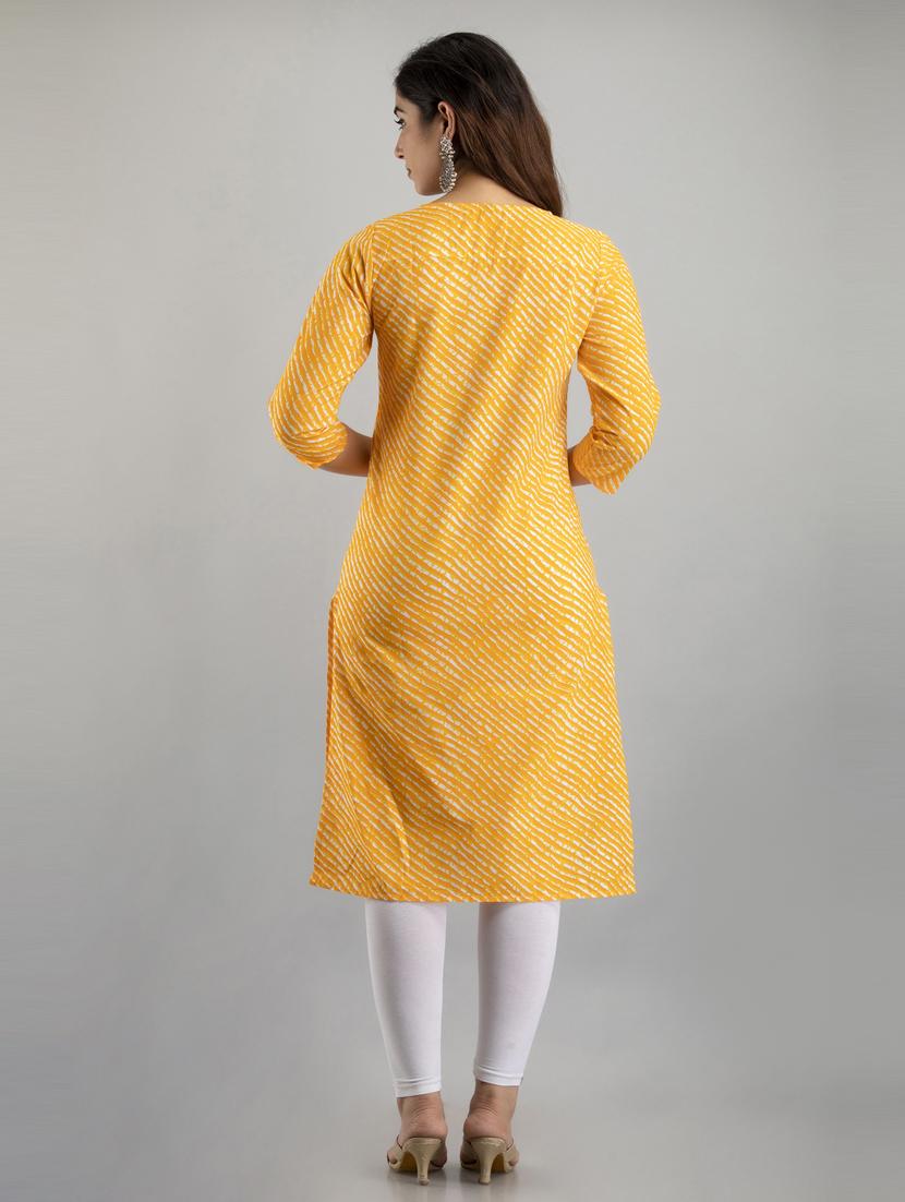 women printed three quarter sleeves straight kurta - 21581418 - Standard Image - 3