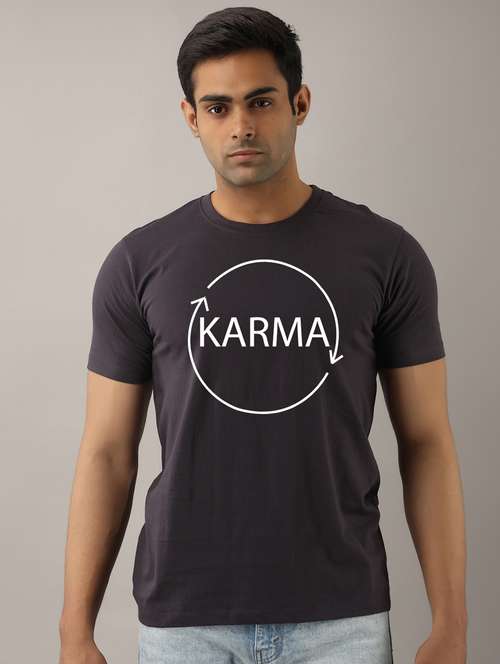 men slim fit front typographic printed short sleeves t-shirt - 21581770 -  Standard Image - 0