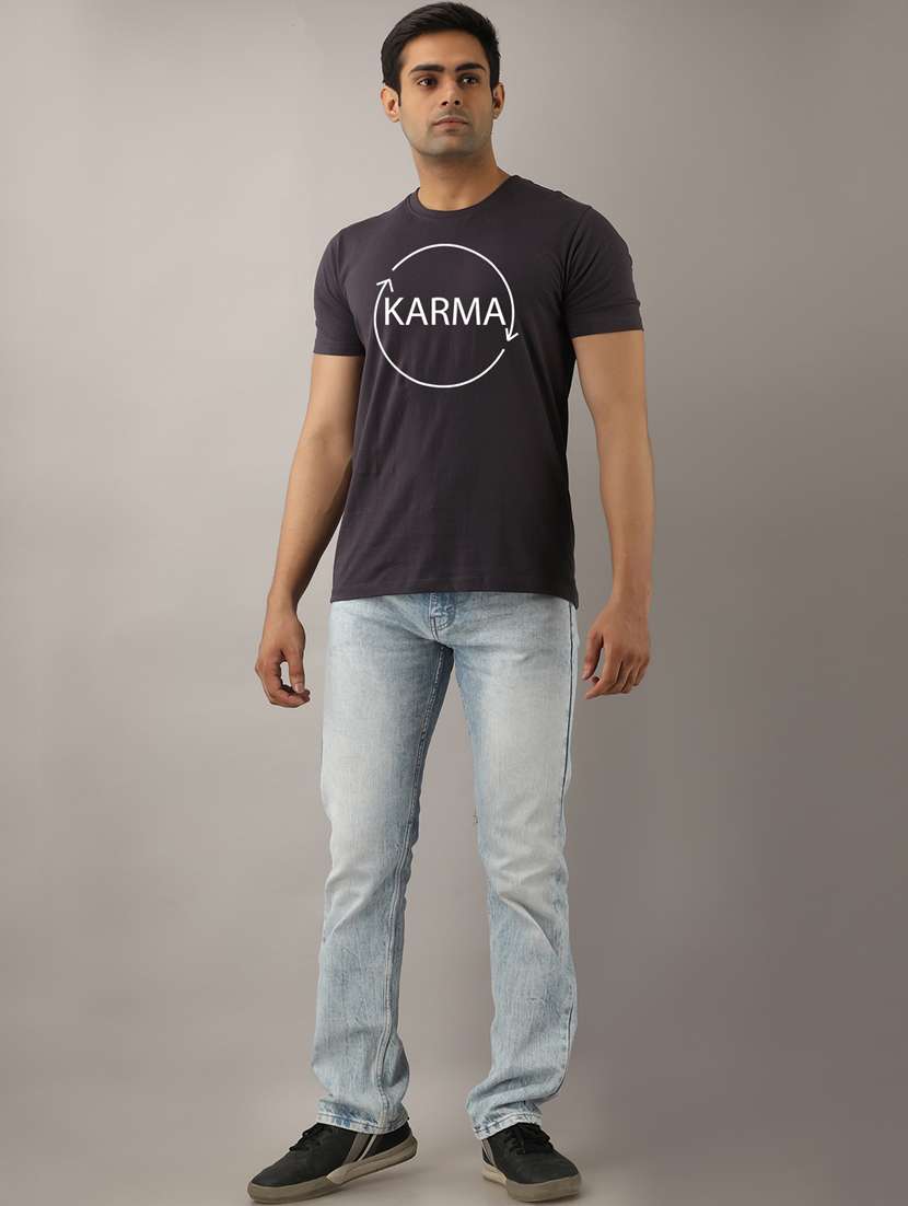 men slim fit front typographic printed short sleeves t-shirt - 21581770 -  Standard Image - 3