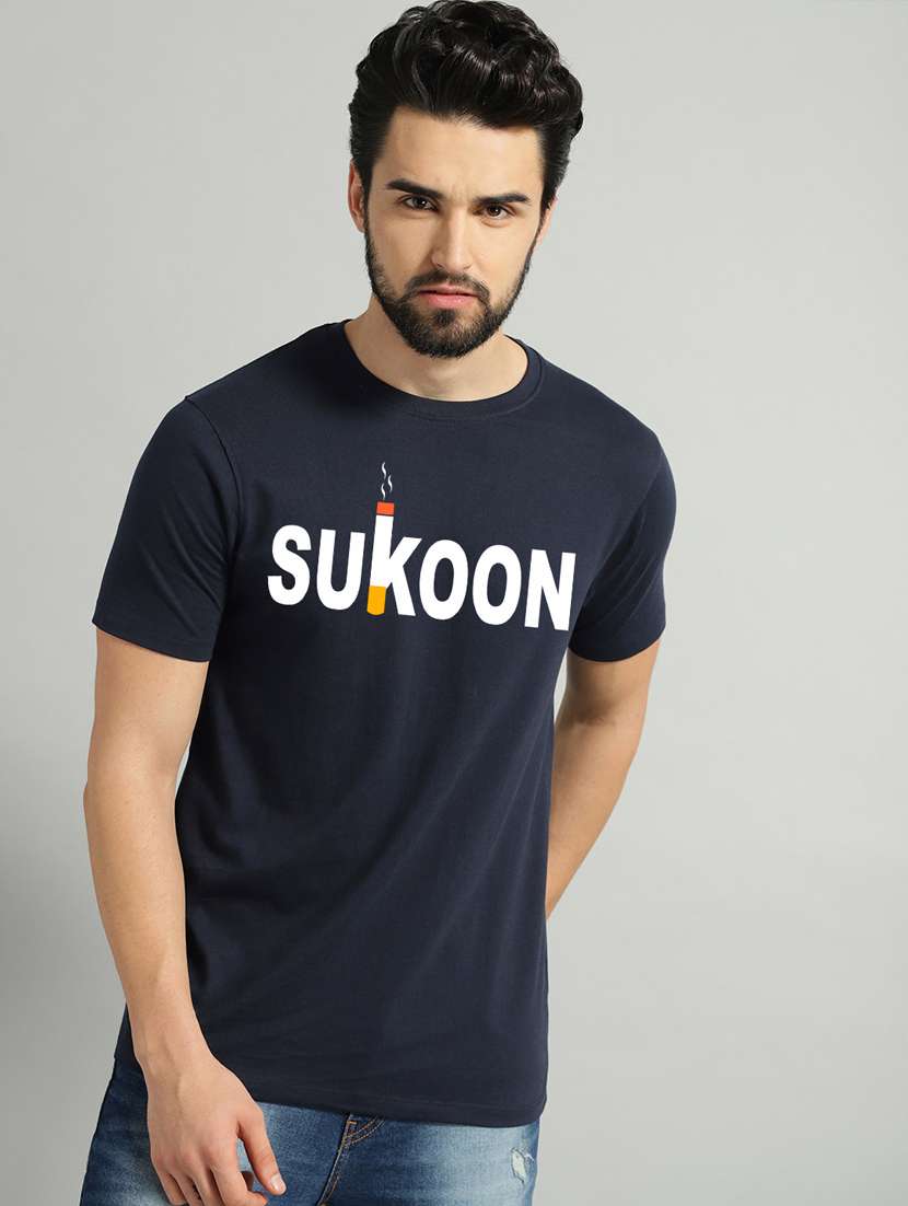 men slim fit chest print short sleeves t-shirt