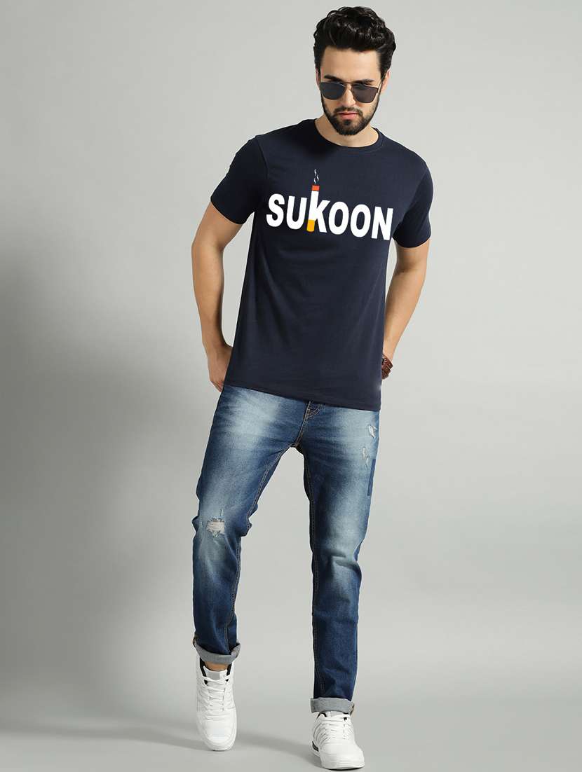 men slim fit chest print short sleeves t-shirt - 21581824 -  Standard Image - 3