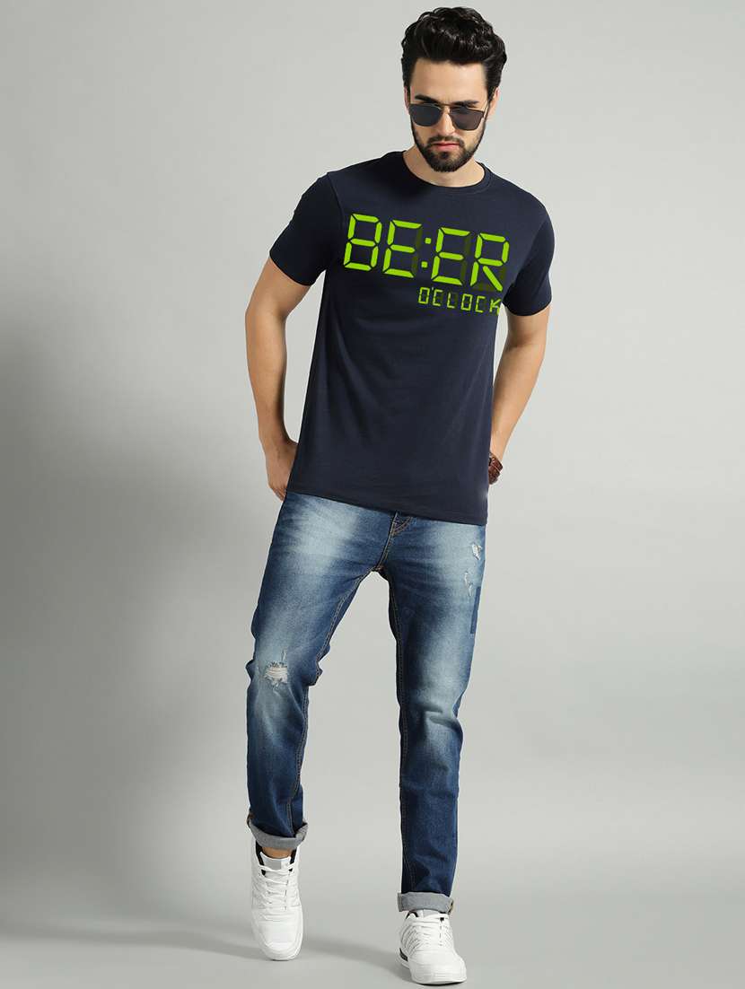 men slim fit chest print short sleeves t-shirt - 21581870 -  Standard Image - 3