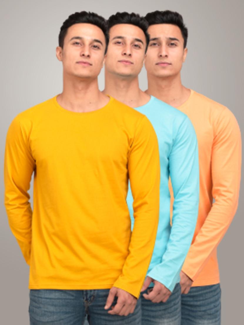 men pack of 3 solid slim fit long sleeves combo t-shirts - 21582099 - Zoom Image - 0