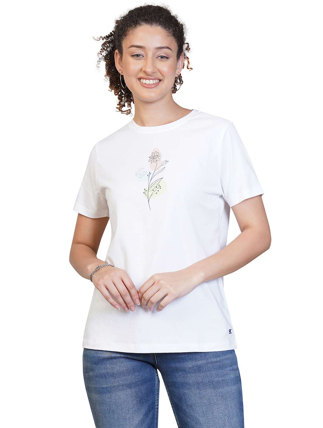 women printed short sleeve regular fit t-shirt