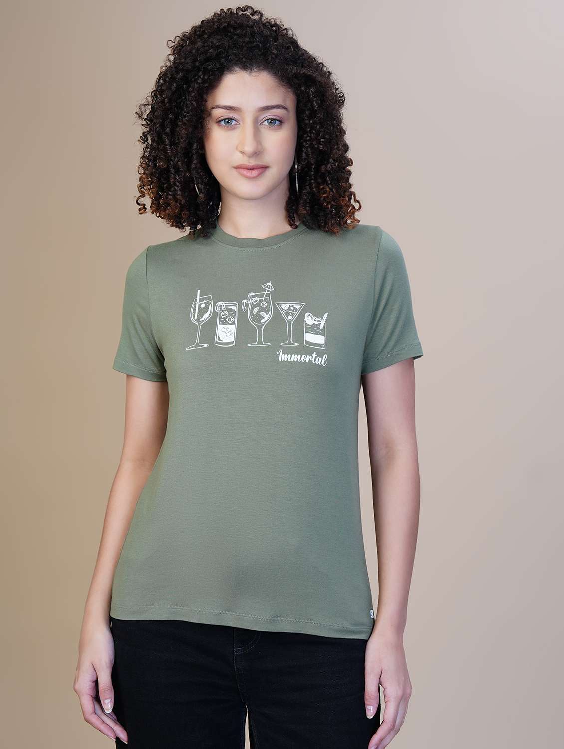 women printed short sleeve regular fit t-shirt