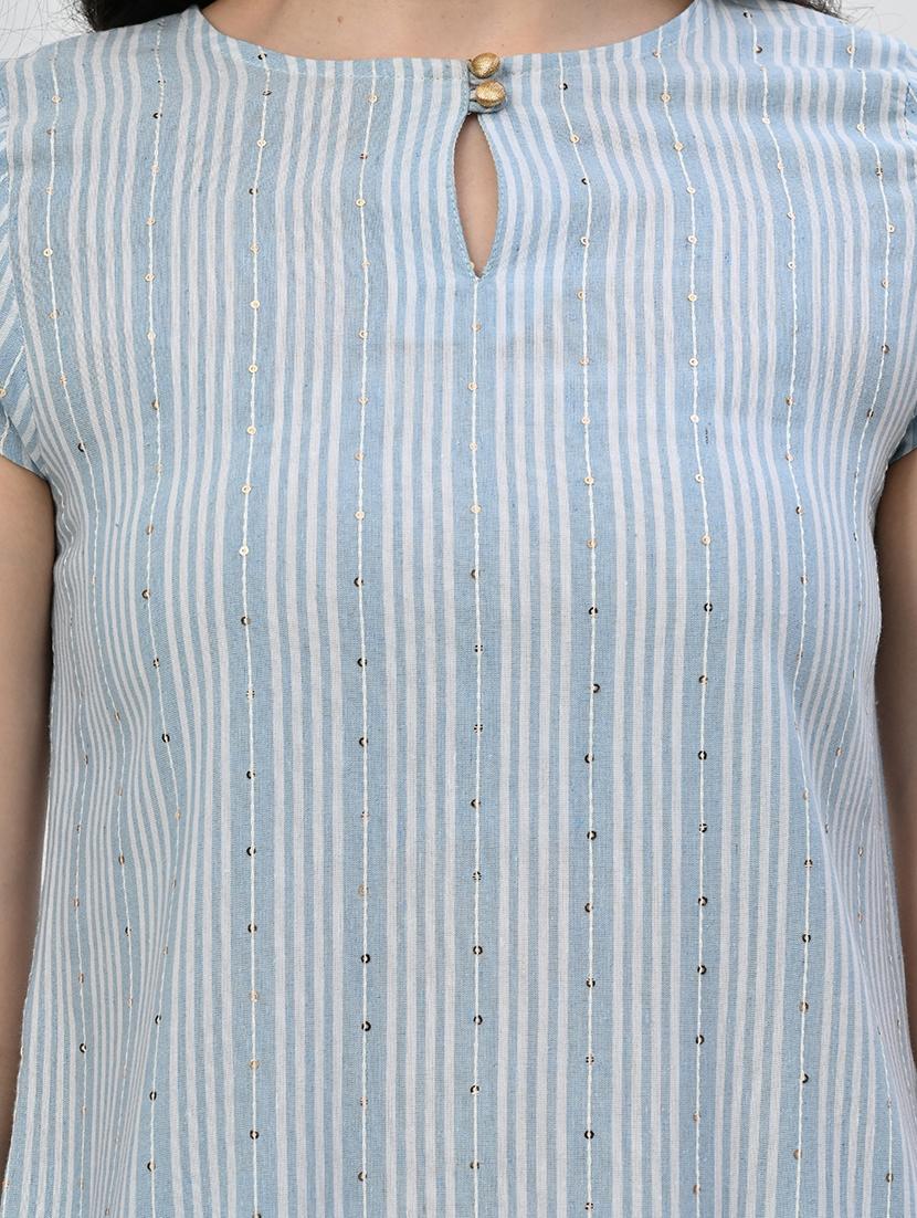 women stripes key hole neck kurta pant set - 21582193 - Standard Image - 5